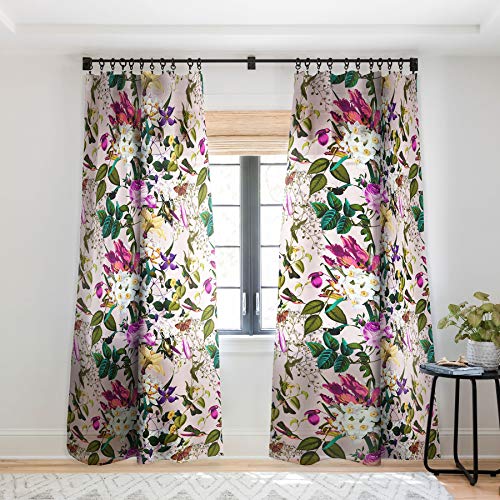 Deny Designs Marta Barragan Camarasa Bouquets and Hummingbirds Sheer Curtains, 50 x 84, Pink