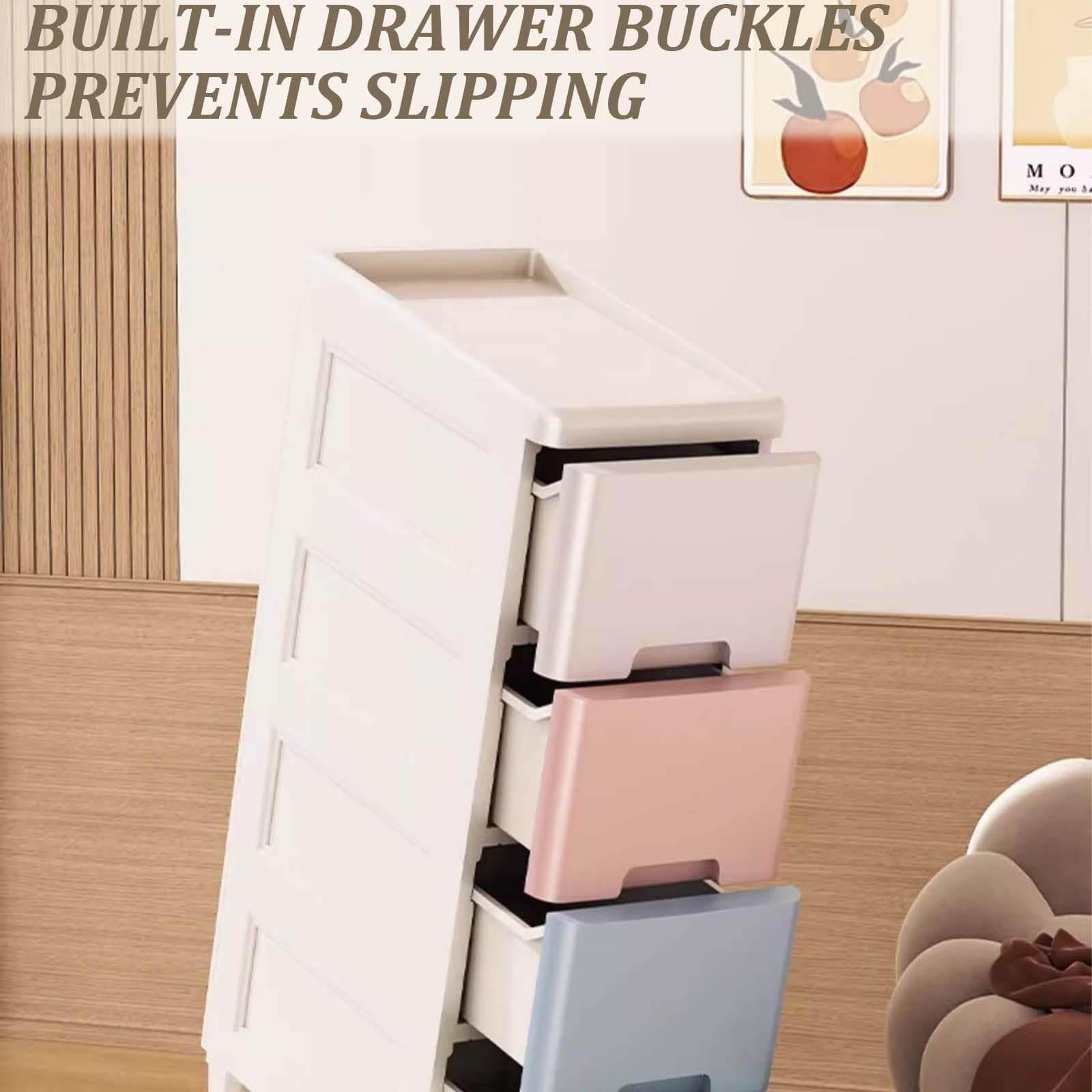 Generico 3/4/5/6/7 Livelli Colorato Cassettiera In Plastica, Mobiletto Bagno Salvaspazio, Mobiletti Stretti, Armadietto Plastica Con Cassetti E 4 Ruote(5 tier)