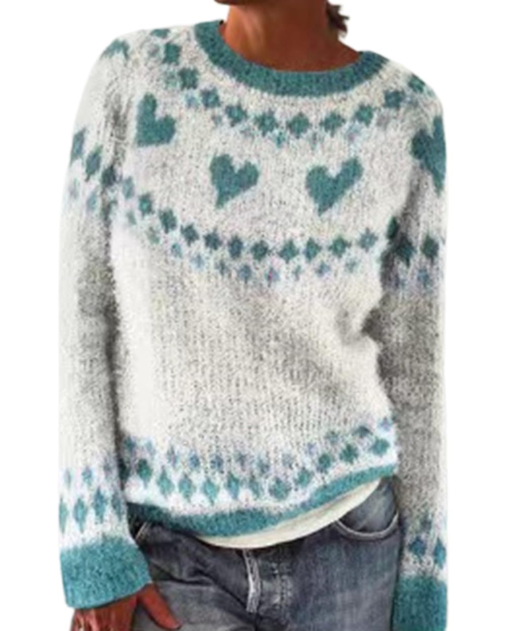 OSCORP Vintage Fall Sweaters for Women Fair Isle Oversized Pullover Tops Crewneck Long Sleeve Casual Tunic Knit Swaters