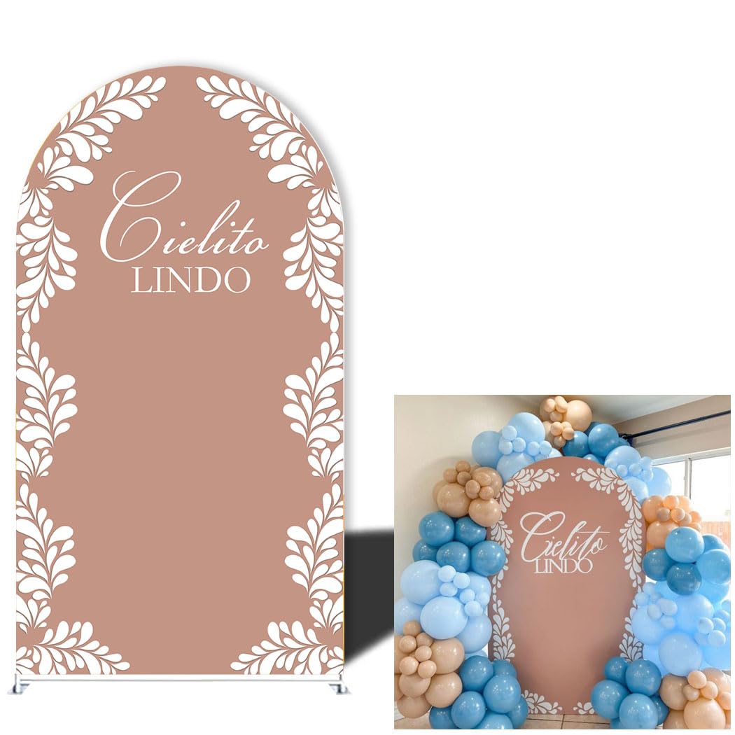 Mexican Style Cielito Lindo Arch Backdrop, Terracotta Floral Pattern Party Background for Fiesta, Mexican-Themed Celebrations, Cinco de Mayo