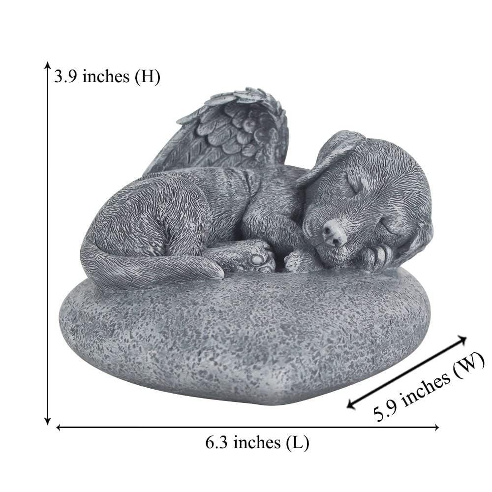 Generico Statua commemorativa a Forma di Cane Angelo, Personalizzabile con Un Cucciolo Addormentato sulla Parte Superiore, Regali commemorativi per simpatia del Cane.