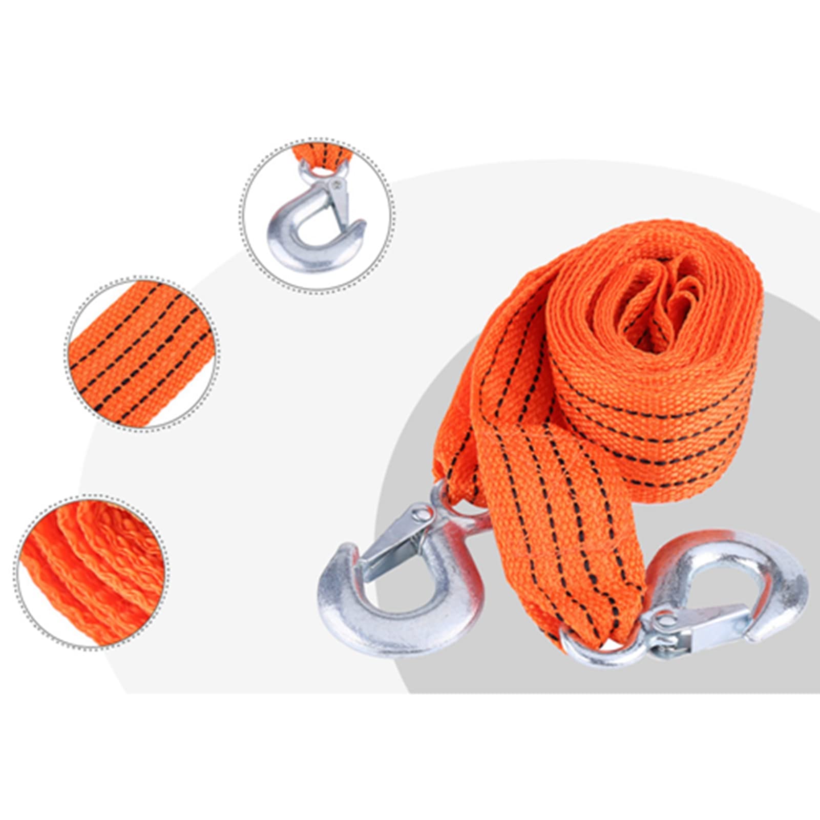 Tow Strap, 4 Meter Load, 3 Ton Car Trailer, Towing Rope Strap Tow Cable With Hooks Emergency Vehicle Tool~p77787943