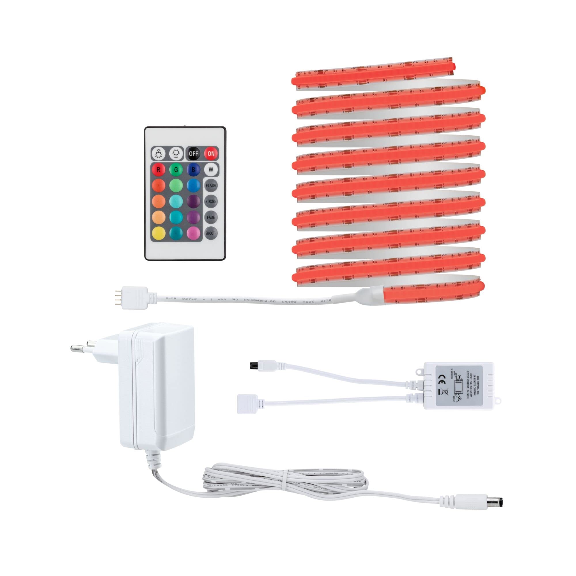 Paulmann 78864 SimpLED LED Strip Full-Line COB Komplettset 3m 22W 990lm 840LEDs/m RGB 24VA dimmbar Weiß Metall