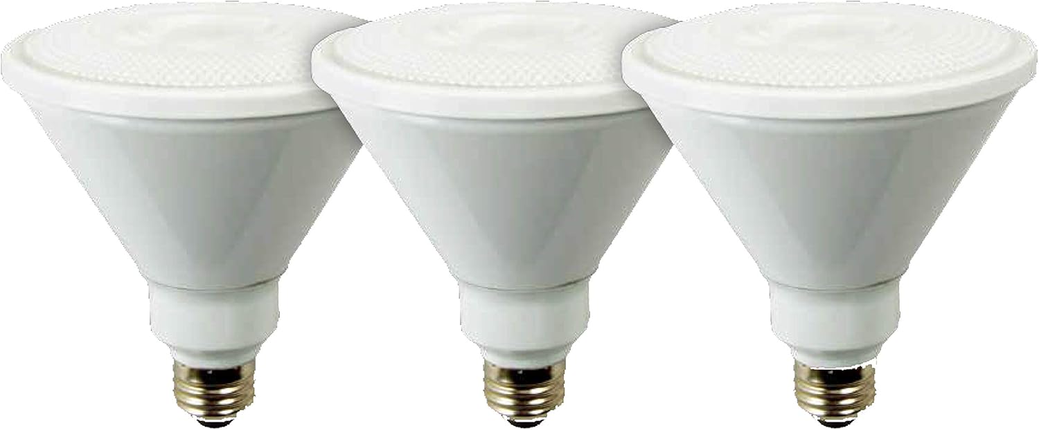 TCP RLP389030ND3 LED Floodlight 90 Watt Equivalent, PAR38 Shape, Outdoor Flood Light Bulbs, 3 Count (Pack of 1), Bright White (3000K)