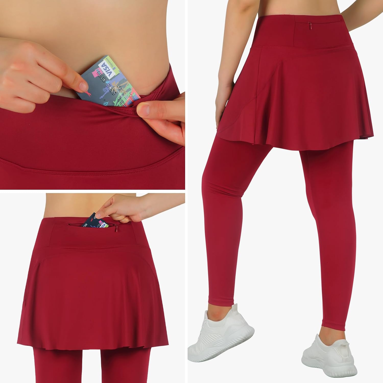 ANIVIVO Skirted Leggings for Women with Pockets, Tennis Yoga Pleated Skirt with Leggings - Image 2
