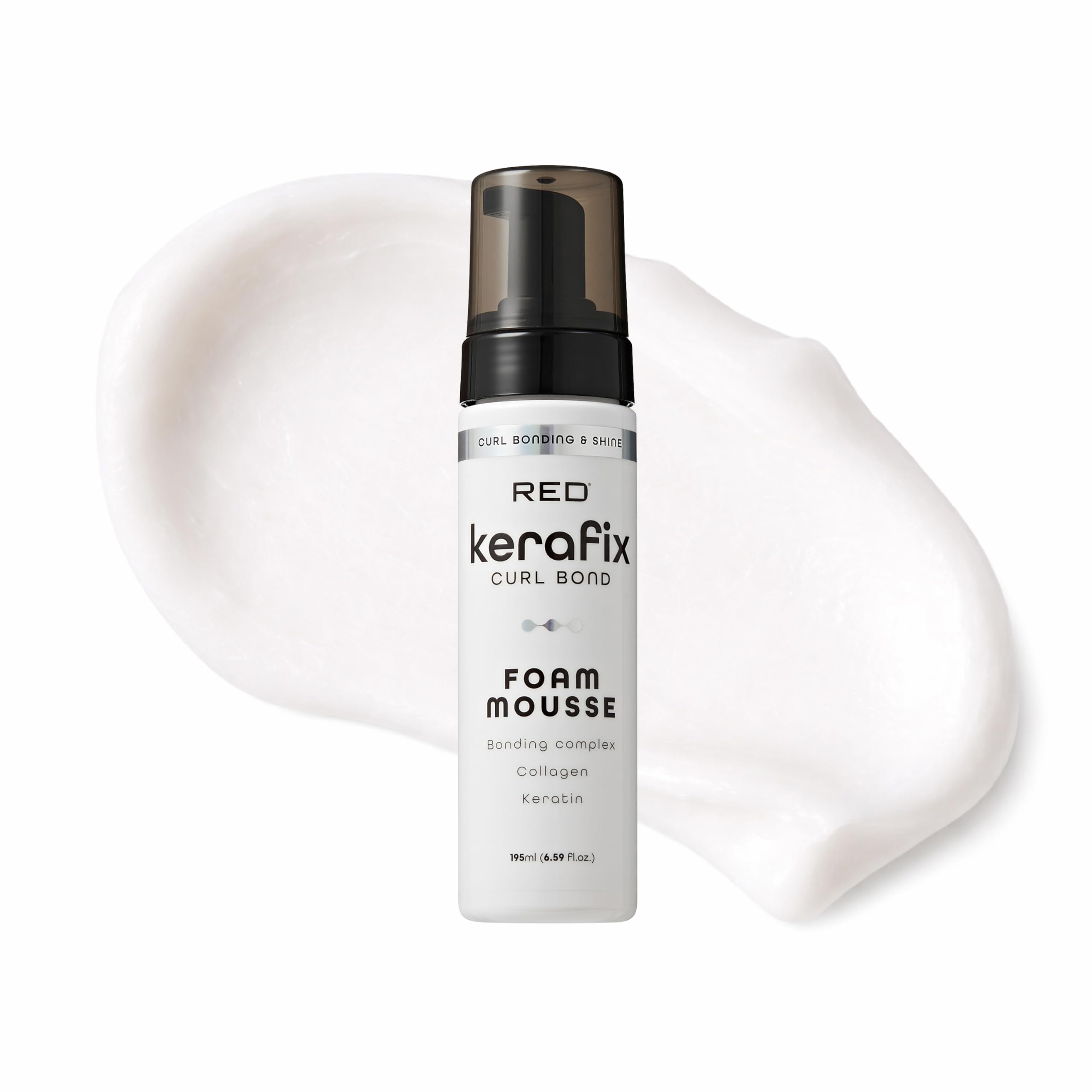 Red by Kiss Kerafix Curl Bond Foam Mousse (6.59 Fl Oz), Hair Mousse for Curly Hair & All Textures, Anti-Frizz Bond Repair Enhance Curls, Boost Shine, Restore Definition With Keratin & Coconut Oil
