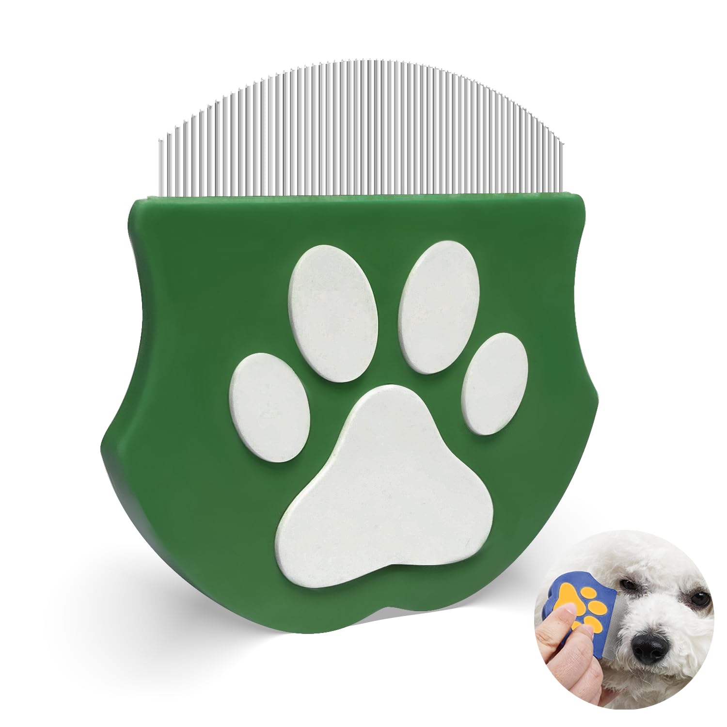 Flea Comb for Dogs Cats, Flea Lice Comb, Professional Eye Comb for Pets, Stainless Steel Tear Stain Remover for Cats & Dogs, for Removing Tear Stains, Fleas, Dandruff, Lice-Dark
