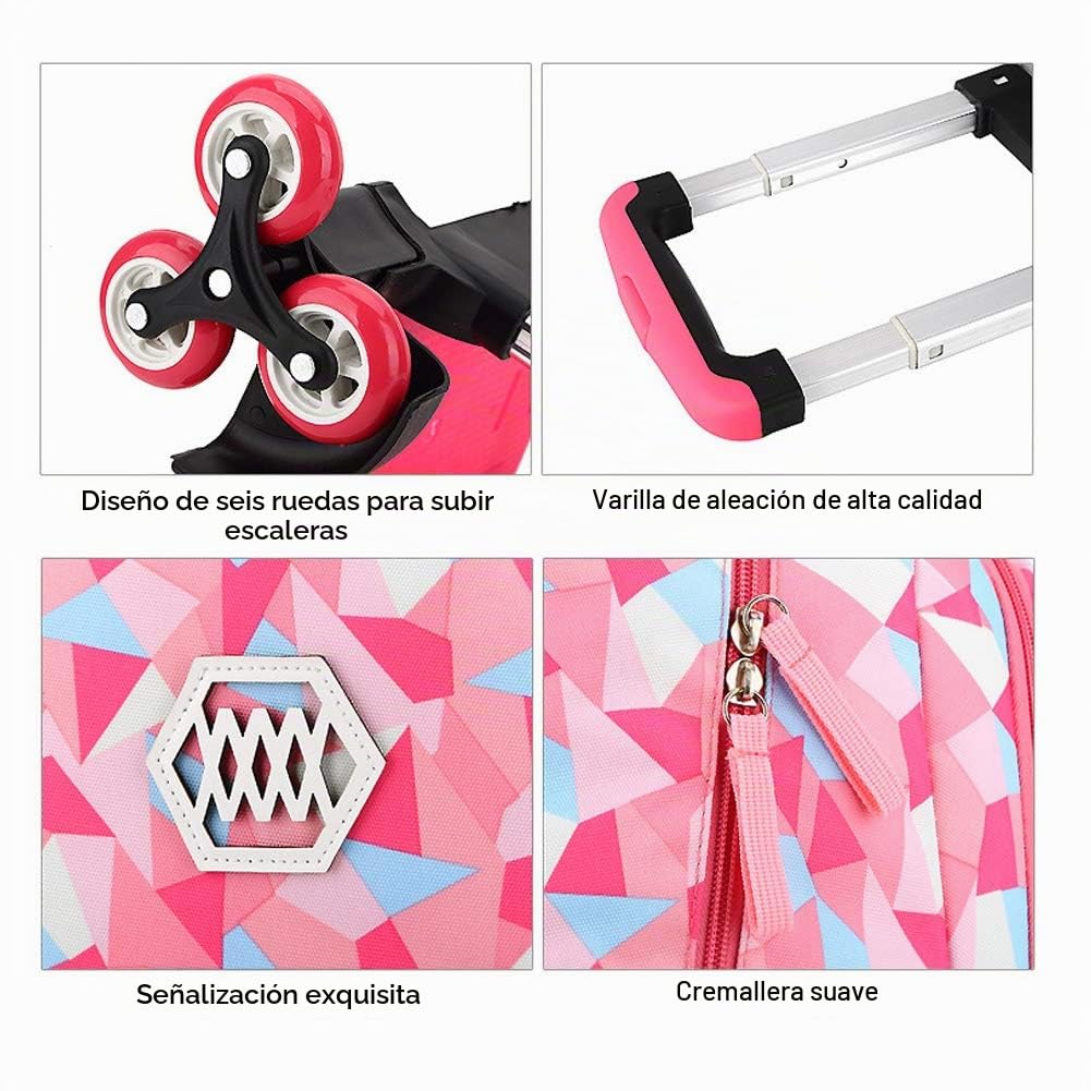 Mochilas Escolares con Ruedas, Bolsas Escolares con Ruedas Niña Mochilas Escolar Trolley para Niñas Estuches Escolares para Niñas y Niños