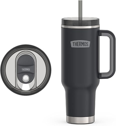 Miniatura 2 de THERMOS Taza de acero inoxidable para tazas  40 onzas, granito  Vaso aislado con tapa y pajilla, además de cierre deslizante resistente a fugas