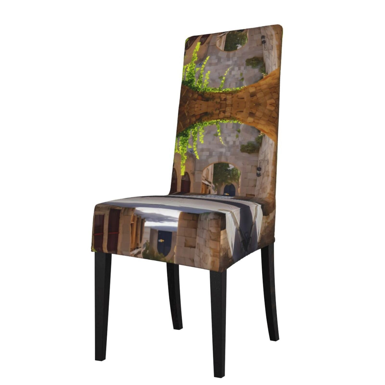 YYHWHJDE Italian Street Prints Protection Cover for Dining Chair – Stretchable Slipcovers for a Refreshing Dining Room Makeover