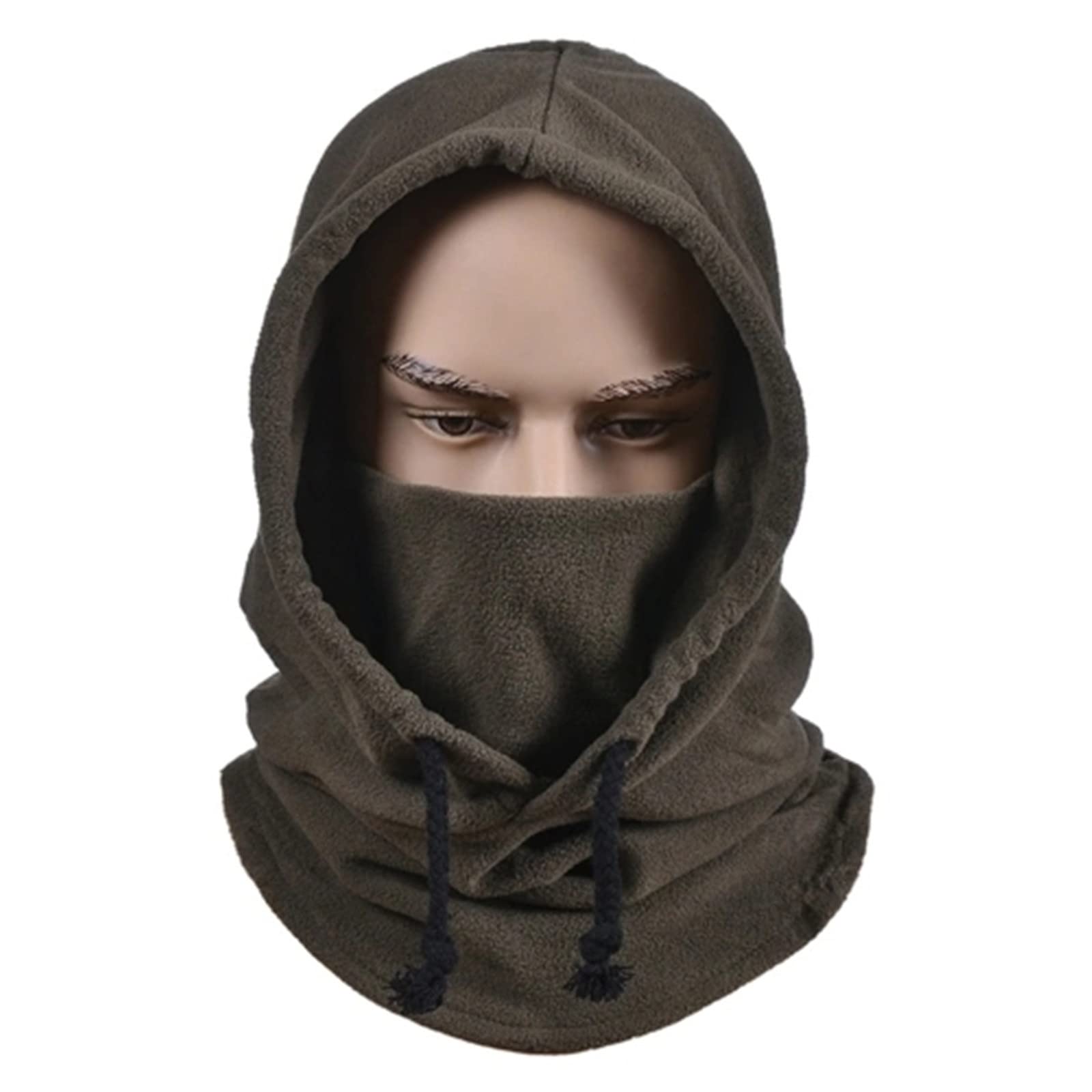 Bonnet de sport chaud vert avec cache-cou intégré pour homme en plein air