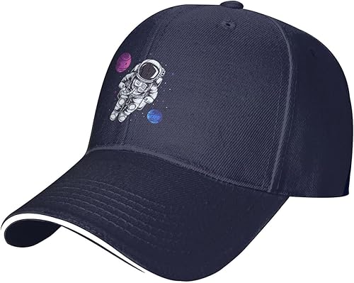 Vista 28 de Gorra de béisbol de astronautas flotante en el espacio para hombres y mujeres, ajustable, divertido sombrero para papá Negro