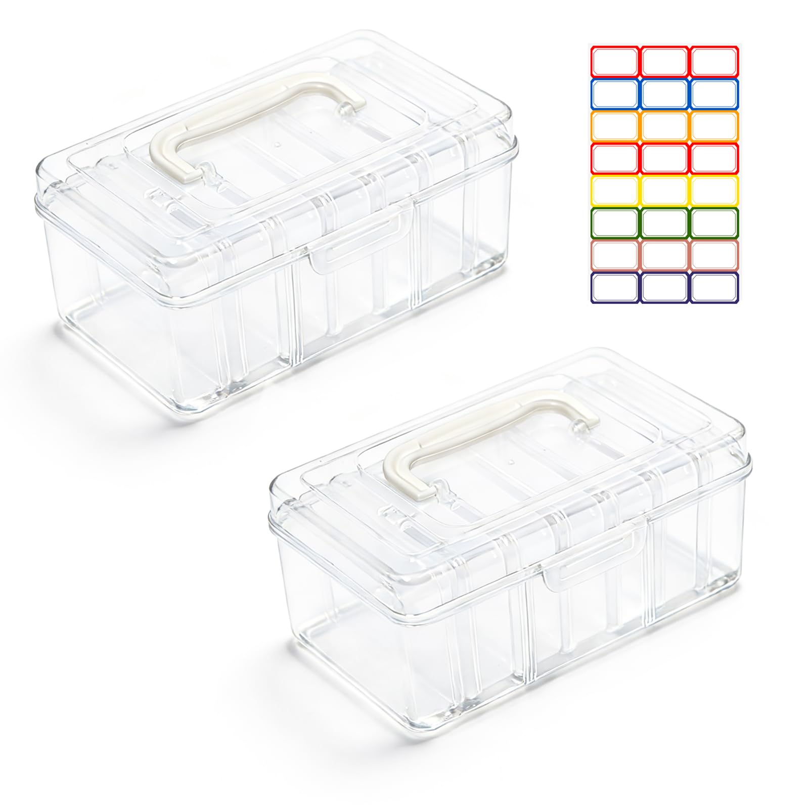 Spielkartenbox Transparent 16 Stück Kartenbox Leere mit Deckel Kunststoff Spielkarten Etui Aufbewahrung Plastikbox Leere für Kartenspiel Sammelkarten mit 24 Etiketten Aufkleber