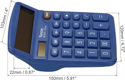 Miniatura 2 de PATIKIL Calculadora de escritorio, pantalla LCD grande de 12 dígitos, calculadora electrónica, batería solar, doble potencia, para escritorio de