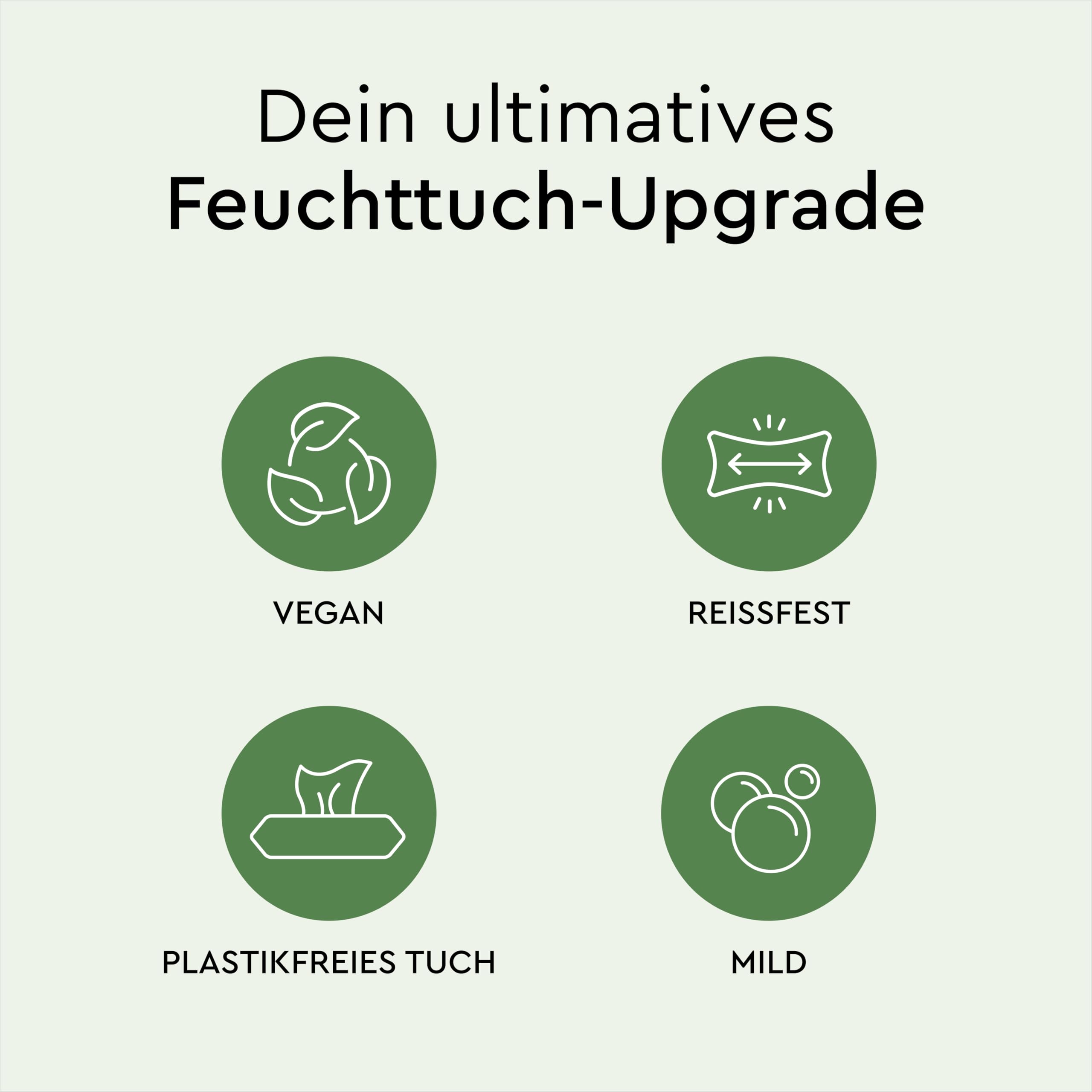 LILLYDOO green Feuchttücher, 600 Stück (10 x 60), 100% plastikfreies, reißfestes Tuch - ohne Parfüme, mild & natürlich, sanft reinigend für empfindliche Haut, Dermatologisch getestet