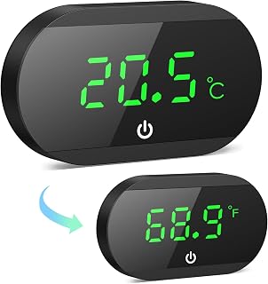 Aquarium Thermometer Digital, Stick On Fish Tank Thermometer, ±1 ℉ High Accuracy, Tank Temperature Measurement with Touch Screen, Fish Tank Accessories for Fish, Axolotl (Black)