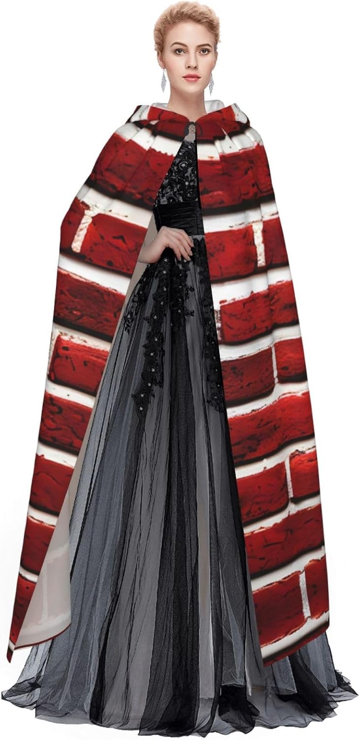 SSIMOO Brick Red Stone Enchanting Adult Hooded Cape for Halloween and Party Costumes-Fashionable Women's Robes,Capes