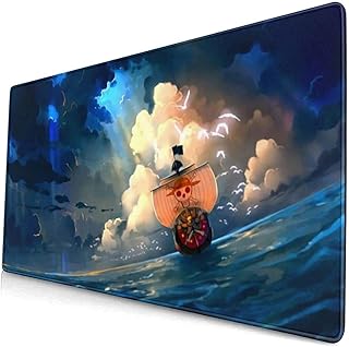 WORKSDUO Anime One Piece Mouse Mat, Extended Gaming Mouse Mat with Stitched Edges, Large Mouse Mat with Non-Slip Rubber Base for Work & Gaming, Office & Home, 31.5 x 15.7 Inches