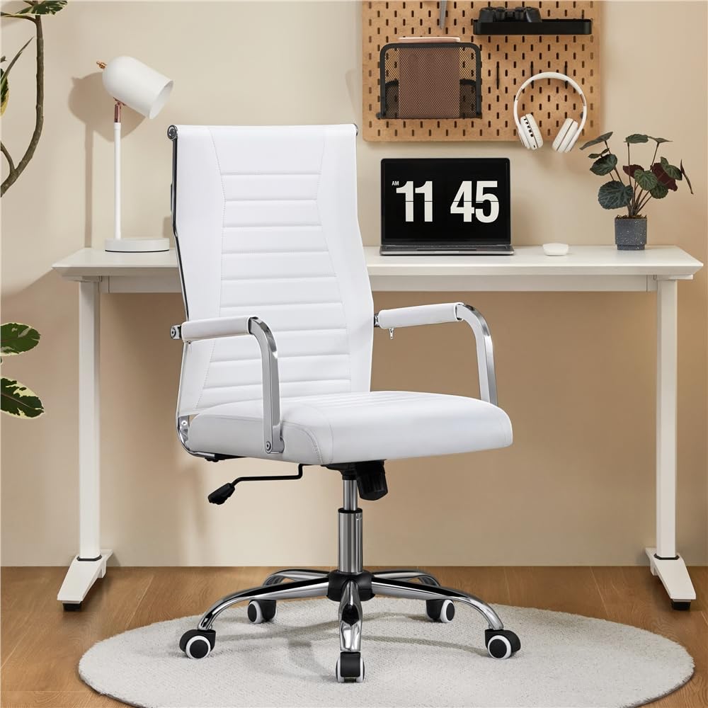 Yaheetech Silla de Oficina Silla con Respaldo Alto Silla para Hogar Oficina Silla Ergonomica Tapizada PU Capacida de Carga 136 KG