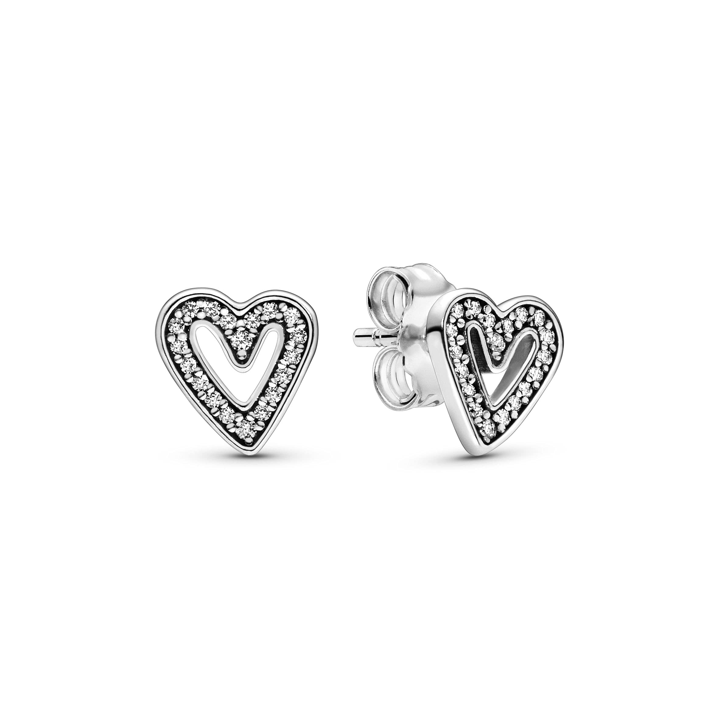 PANDORAMoments - Pendientes de plata de ley para mujer, diseño de corazón