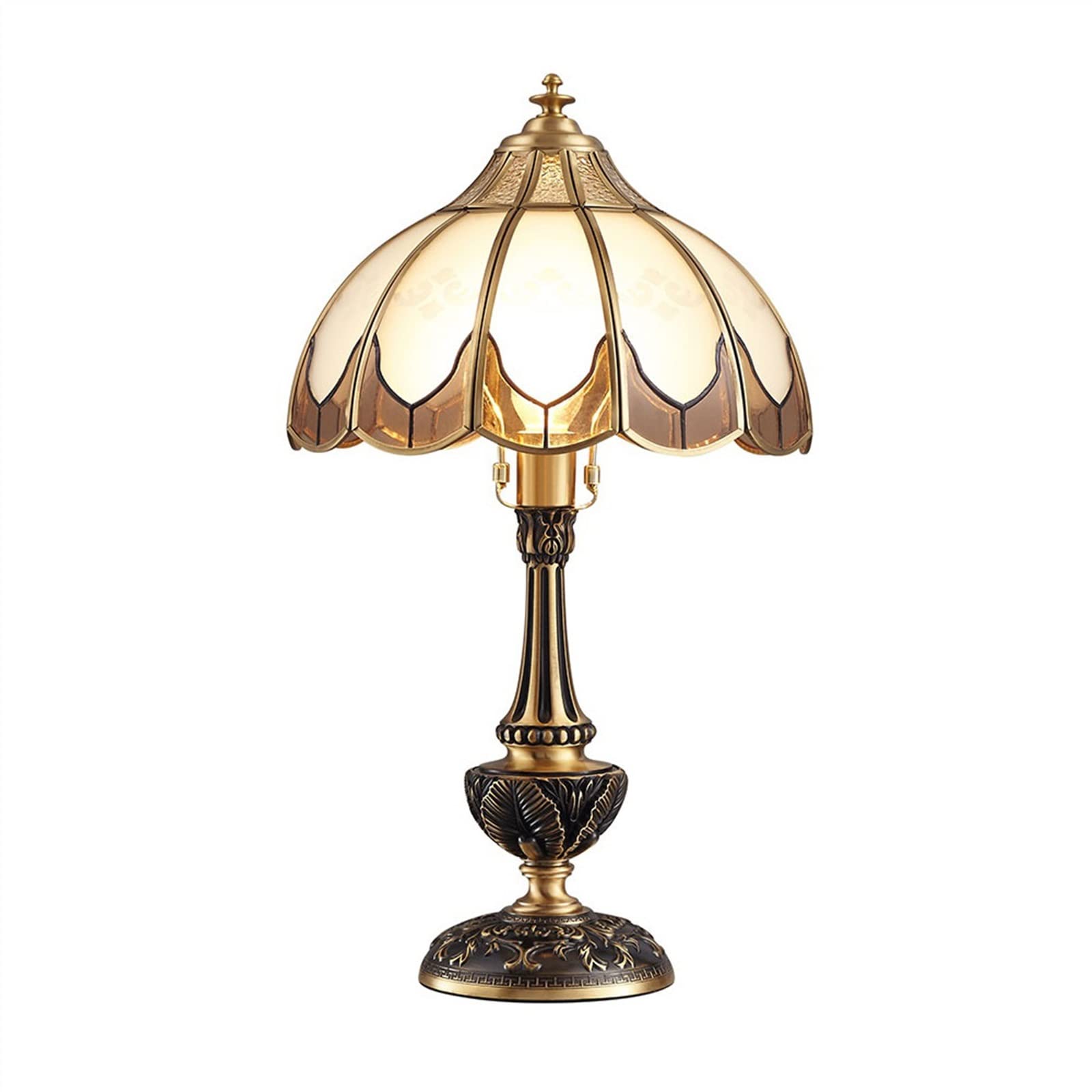 Affascinante Lampada da tavolo in rame di lusso retrò in stile europeo comodino for camera letto squisita decorativa for studio e ufficio Paralume in vetro Arredamento per la casa