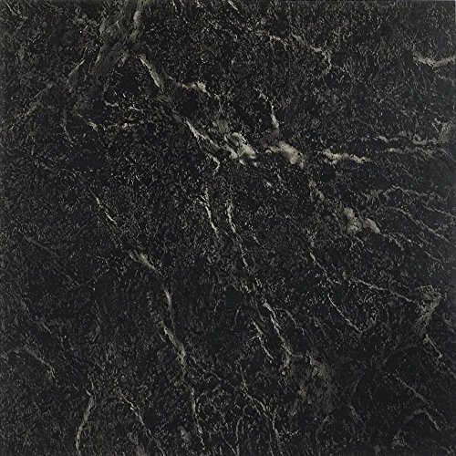 Solid Marble Black & Gray Marble Vinyl Floor Tiles Self Stick Peek Flooring 12'' x 12'' 5-Pack (100 Pieces)