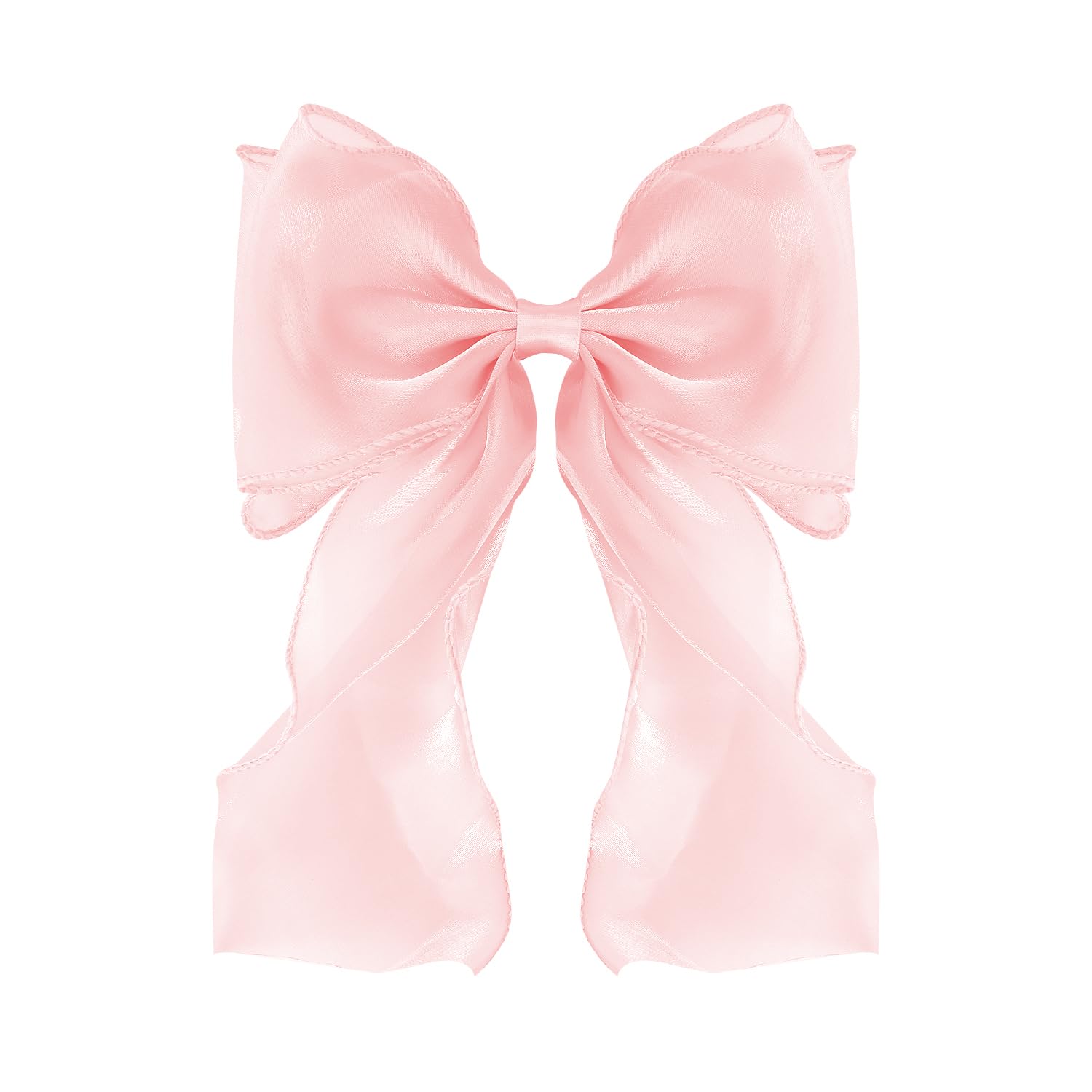 Photo 1 of Large Hair Bow Clips for Women, Pink Bow Hair Barrettes with Long Tail French Hair Ribbon Clips Hair Accessories for Girls (Light Pink)