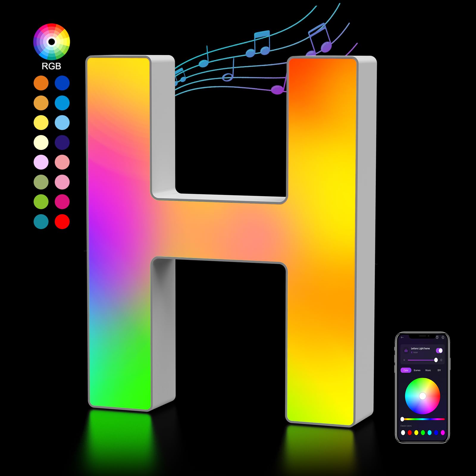 OJQ Light Up Letters LED Letter - Marquee Letters Room Decor Alphabet Letter Music Sync Color Change Colorful - Christmas Birthday Gifts for Girl -