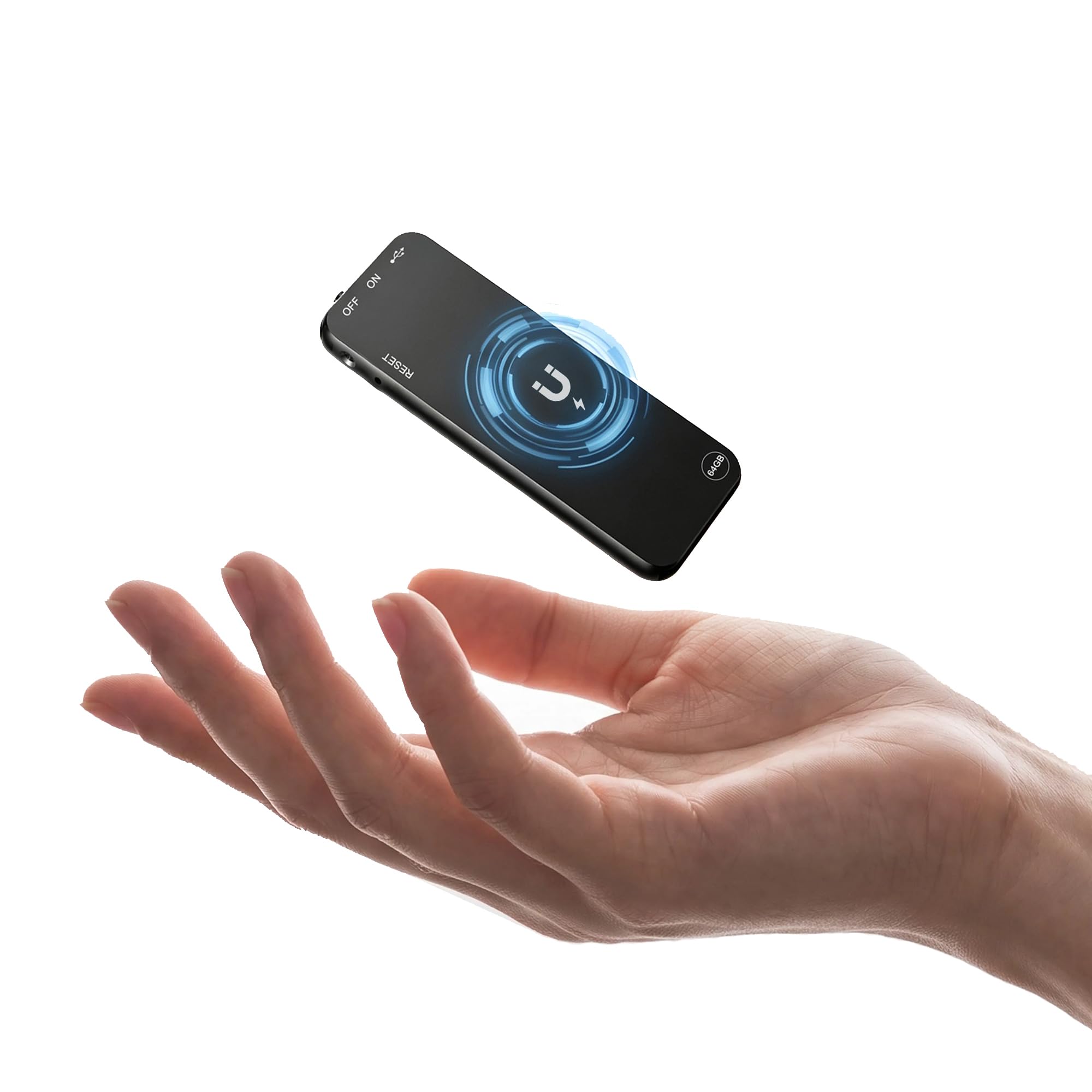Registratore Vocale Digitale Magnetico da 64 GB, Portatile e Compatto, Registrazione HD con Riduzione del Rumore, Dittafono Audio Potenziato, Ricarica Type-C per Lezioni, Interviste e Conferenze
