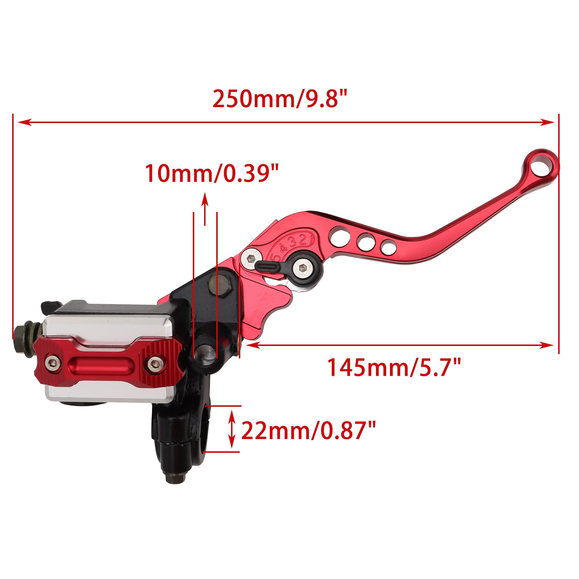 WOOSTAR 22mm Estándar 7/8" CNC Ajustable Embrague de Freno Palanca del Cilindro Maestro Set Reemplazo para Majesty T3 T5 T6 Motocicleta Dirt Pit Bike Scooter ATV Rojo
