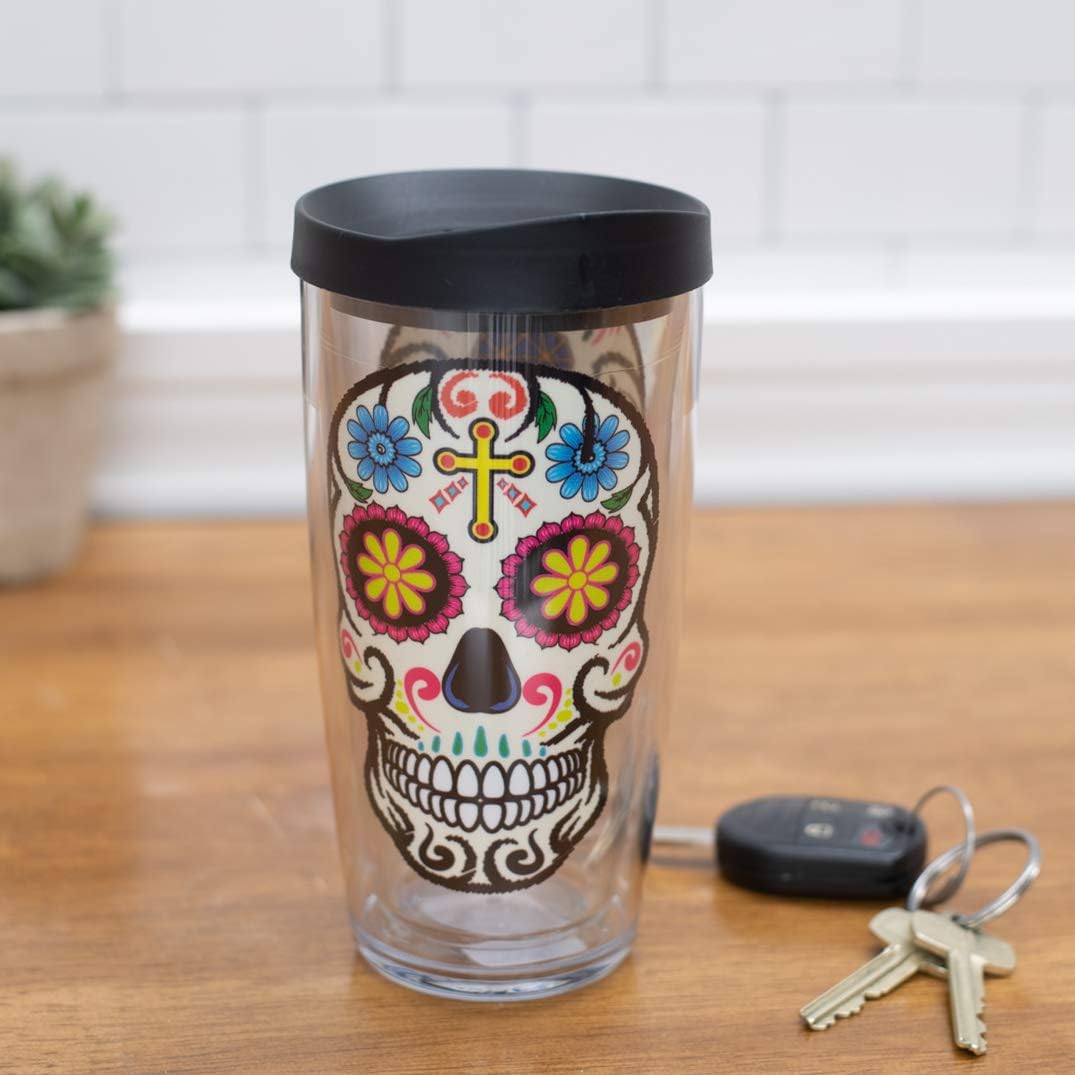Bеѕt Cуbеr Dеаlѕ 🔥 Trendy Not Spendy | Sugar Skulls w/ Black Lid Tumbler Cup 16 Oz | Fantastic Temperature Retention, Thermal Insulated! Dishwasher and Microwave Safe | Great Gift Idea