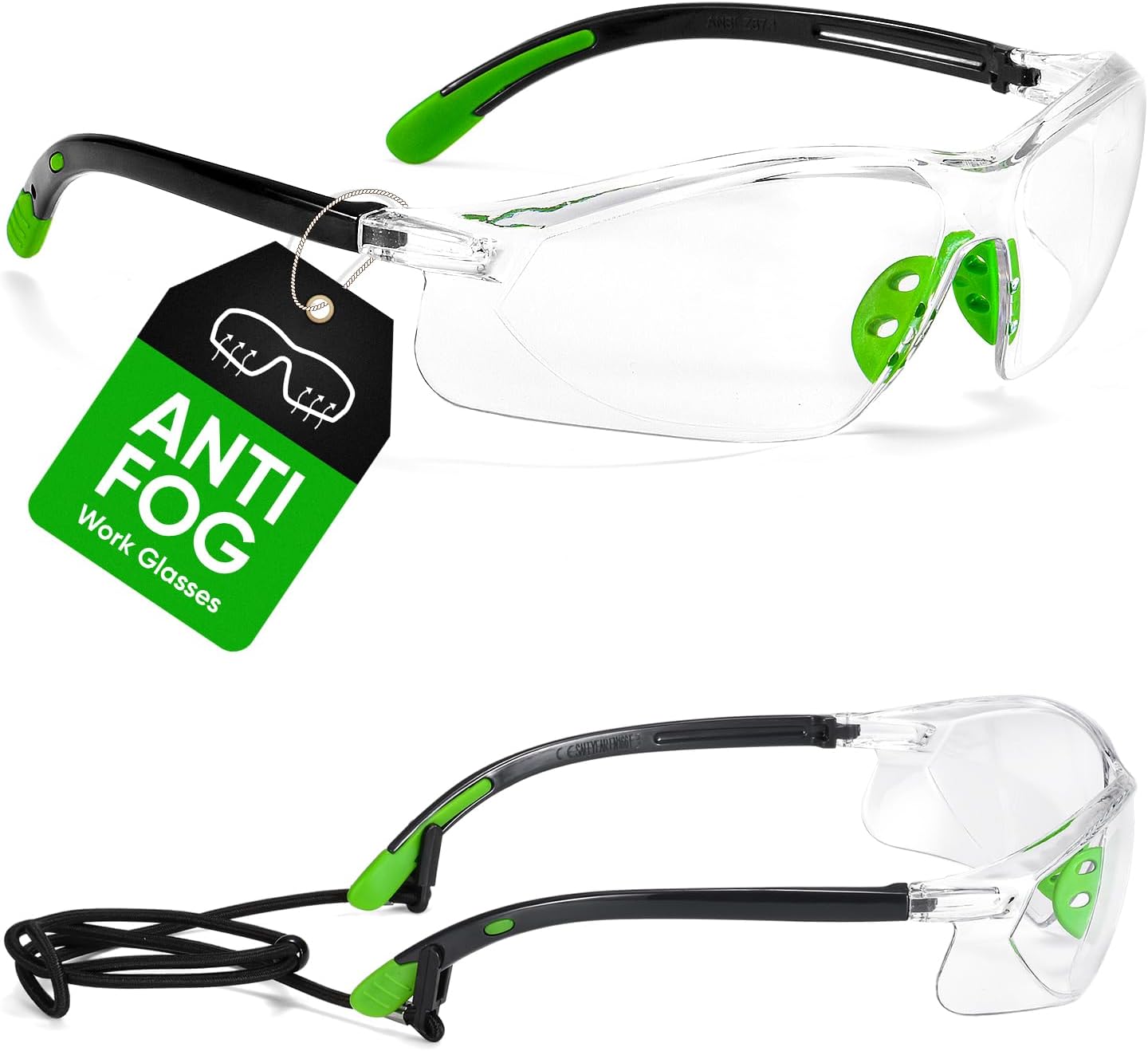 SAFEYEAR Anti Scratch Safety Glasses [EN166 Certified]- SG003 Anti Fog UV Protection Safety Goggles For Mens & Women, Anti Steam Z87 Protective Glasses for DIY Work, Grinding