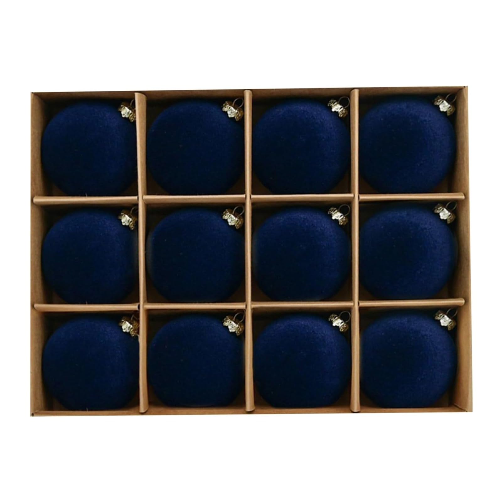 Maritown A-Blue 12Pcs Velvet Christmas Baubles 6Cm Flocked Shatterproof Velvet Baubles Plastic Xmas Ball Decorative Hanging Ornaments For Christmas Tree Decorations (, 6Cm)