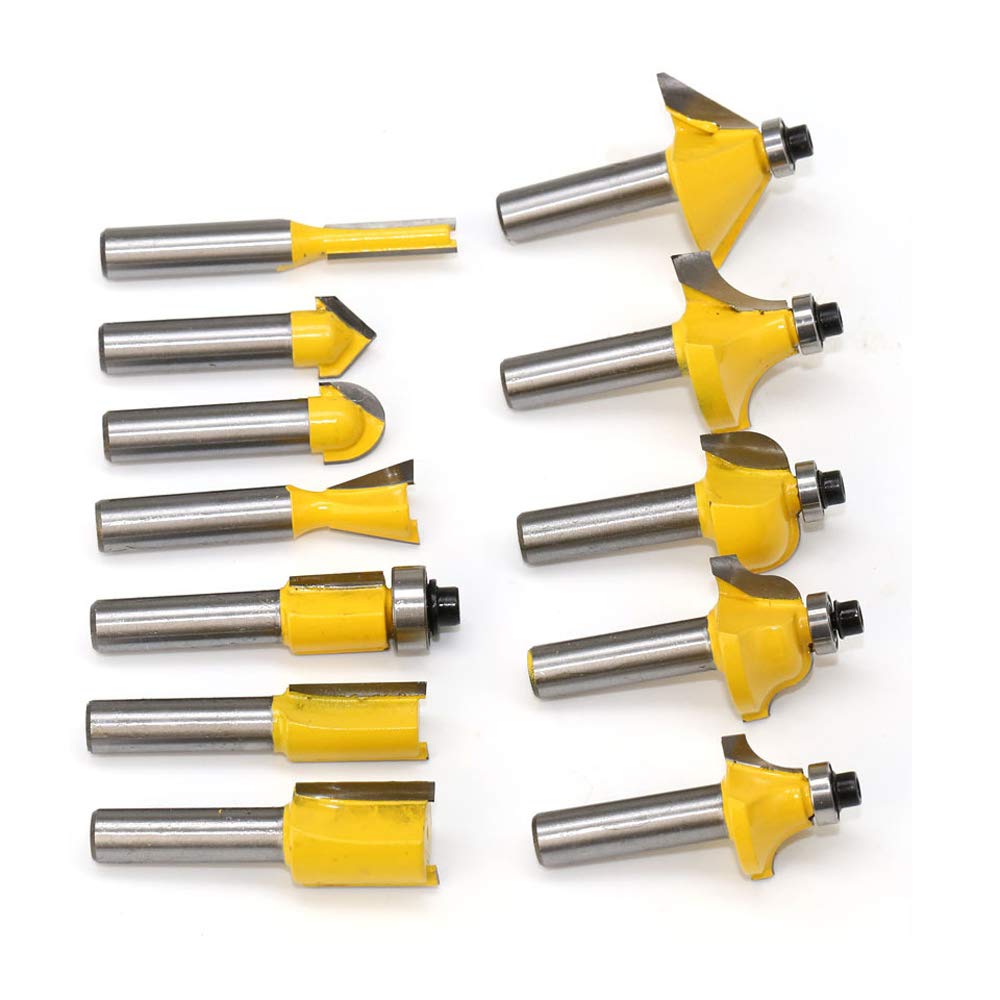 Juego de brocas de fresado de carburo de tungsteno de vástago de 1/2 pulgadas, kit de herramientas de carpintería para fresado de madera con estuche de madera para el hogar y bricolaje (rojo)