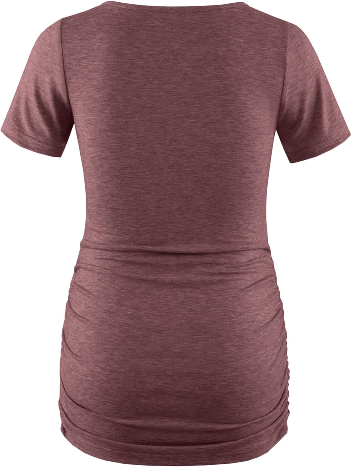 DEBELLY Maternity Shirts Short Sleeve Tops Black Shirts Footprints Pregnancy Ruched Sides Casual Shirt - Image 3