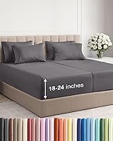 Vista 103 de Juego de sábanas de tamaño California king, transpirables, refrescantes, con esquinas extraprofundas de 18-24 pulgadas, de ajuste fácil