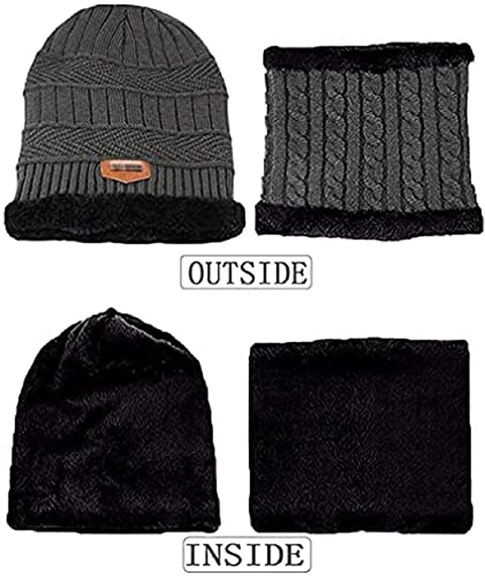 Winter Warm Hat Boy's & Girl's Outdoor Sports Hedging Hat Scarf Set Boys Girls (8-14 Years) Warm Fleece Cap Scarf Set Ski Equipment (Grey) - Image 2 thumbnail