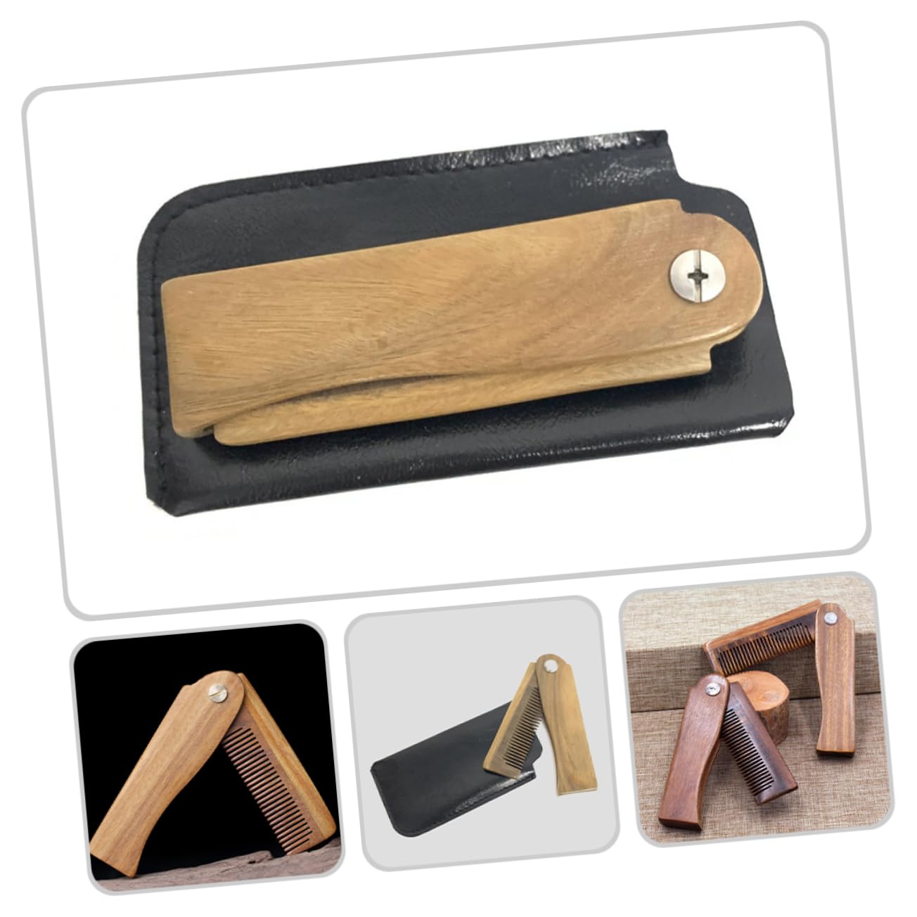 FRCOLOR 5 Juegos peine para barba accesorio para barba peine de pelo plegable madera de madera s para hombres de a para hombre suministro de pelo de bigote