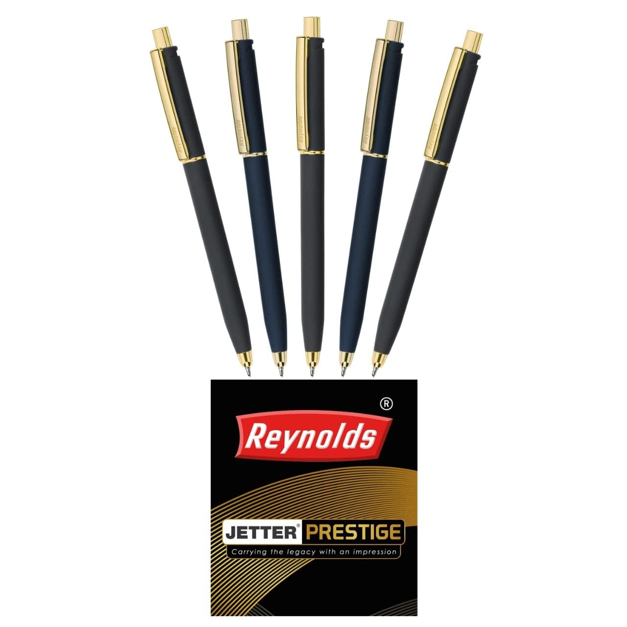 Bolígrafo Reynolds Jetter Prestige azul en pack de 5 unidades para escritura diaria