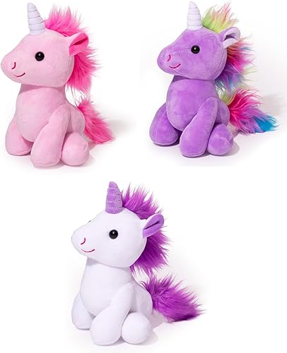 Vista 7 de Little Jupiter Animal de peluche de unicornio de 7.5 pulgadas, peluche de niña, animales de peluche para niñas, unicornio tapado, peluches