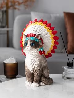 Indiana Chief Buu Cat Statue Desktop Ornament,Resin Animal Figurines Office Home Homestay Library Study Bookshelf Wine Cooler Decor Crafts Accessories