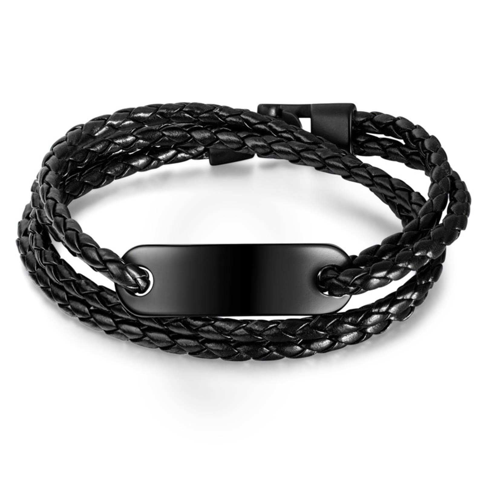 LYGXWJFC Pulsera sofisticada Pulsera de Cuero Negro Pulsera de Cadena de Cuerda Trenzada Multicapa de Cuero Pulsera Vintage para Hombre