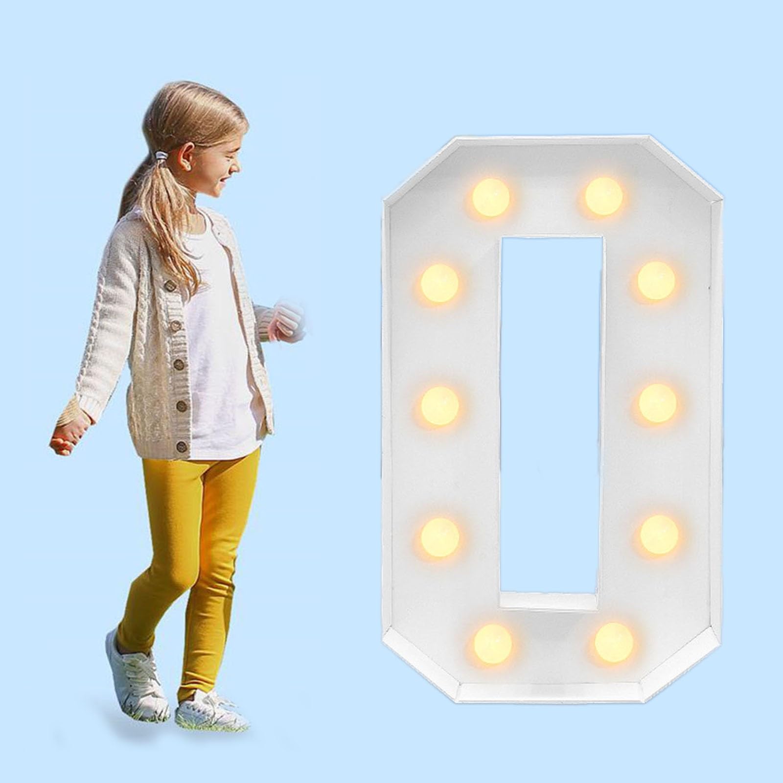 Chdaoce Number 0 2.3Ft/3.3Ft/4Ft Large Marquee Mosaic Number With Lights，Light Up Numbers Diy Frame Pre-Cut Foam Board Kit For 1St Birthday 8Th Anniversary(,120Cm/47Inch)