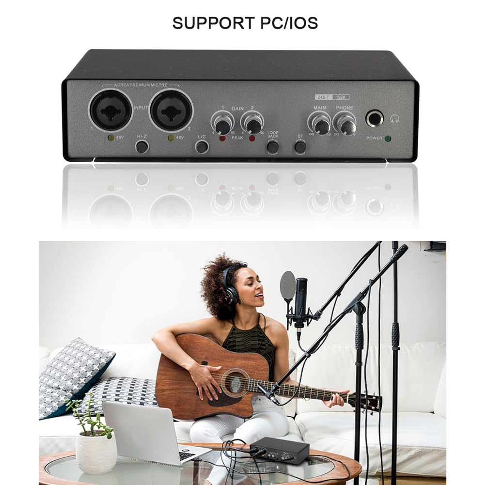 Interfaccia audio Scheda audio Convertitore AD 24 bit/192KHz per Chitarra Elettrica Registrazione dal Canto professionale Studio