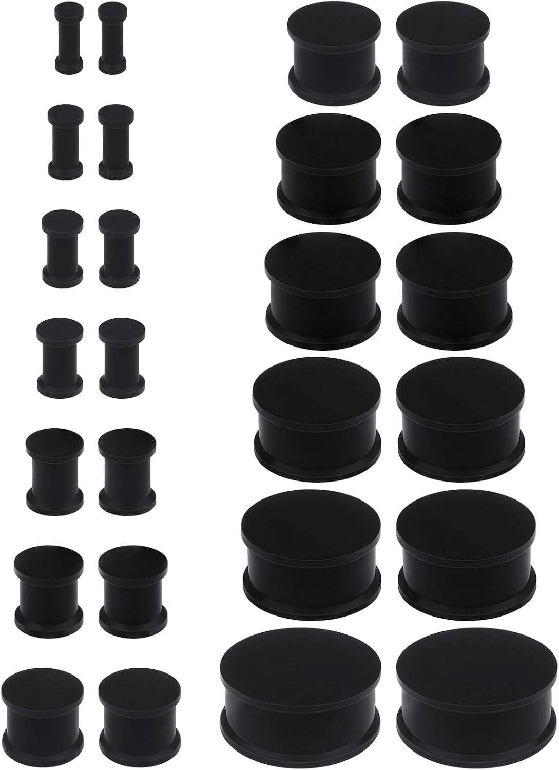 Ears Gauges Tunnels Plugs for Women Solid Silicone Ear Gauge Stretching Kit 8G to 1" (3MM- 25MM) Expander Stretcher Plug Earrings for Piercing Jewelry for Women (Black White Flesh)