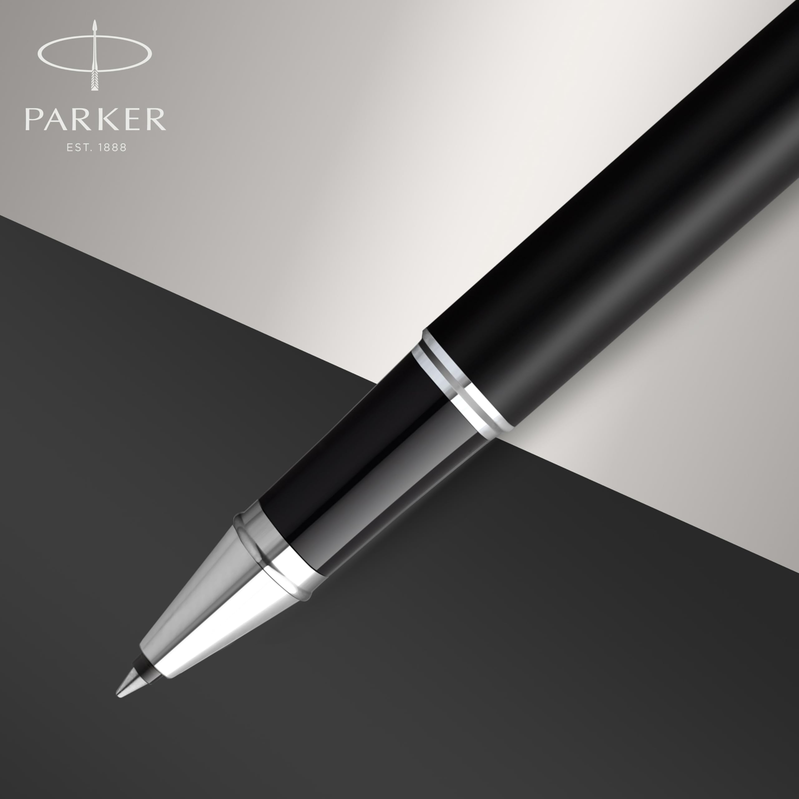 PARKER IM Penna Roller | Nero Opaco con Puntale Cromato | punta fine con inchiostro nero | confezione regalo
