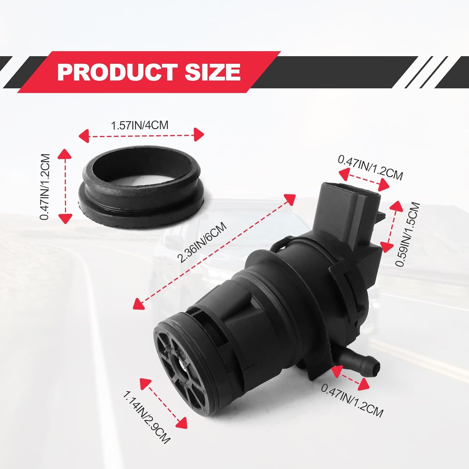 Windshield Washer Pump, Compatible with Toyota, Lexus, Scion, Mazda, Honda, Replaces OEM: 85330-60190, 85330-AE010, 85330-60180, Washer Fluid Pump with Grommet