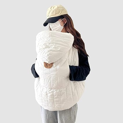 Amazon 抱っこ紐 防寒 ケープ ベビーカーブランケットにもなる 抱っこひも 防寒カバー 保温 ベビーキャリアカバー ホワイト 抱っこひもカバー ケープ ベビー マタニティ 通販