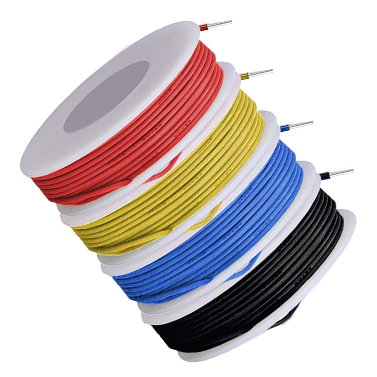 Cable eléctrico de PVC de calibre 26, 300 V, aislamiento de 26 AWG, alambre de cobre estañado, 4 colores (rojo/amarillo/azul/negro) 5 m por pieza surtido de cables para bricolaje