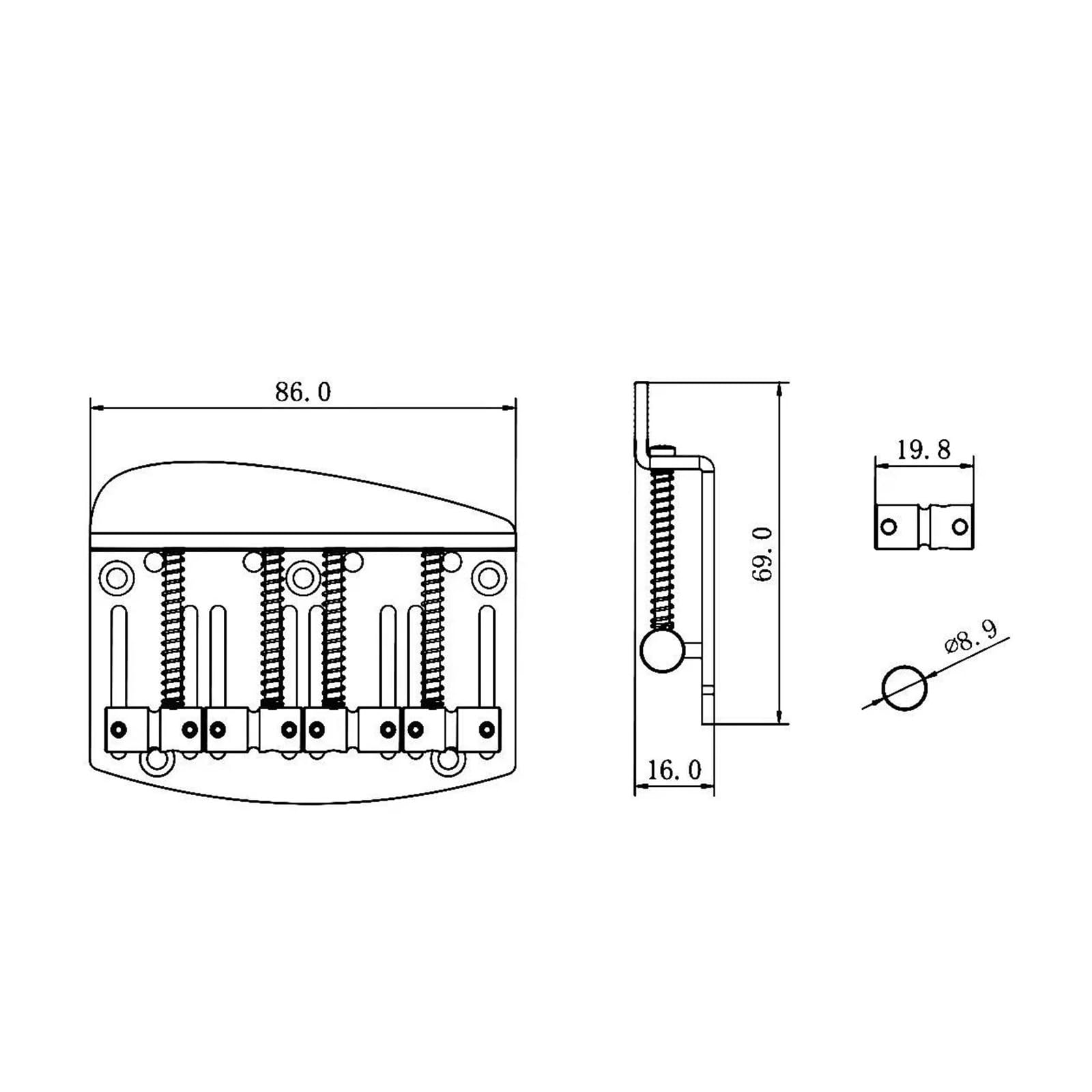 Hardware De Puente De Latón Para Bajo Fijo Rígido De 4 Cuerdas Dorado | Puente de guitarra(GD)